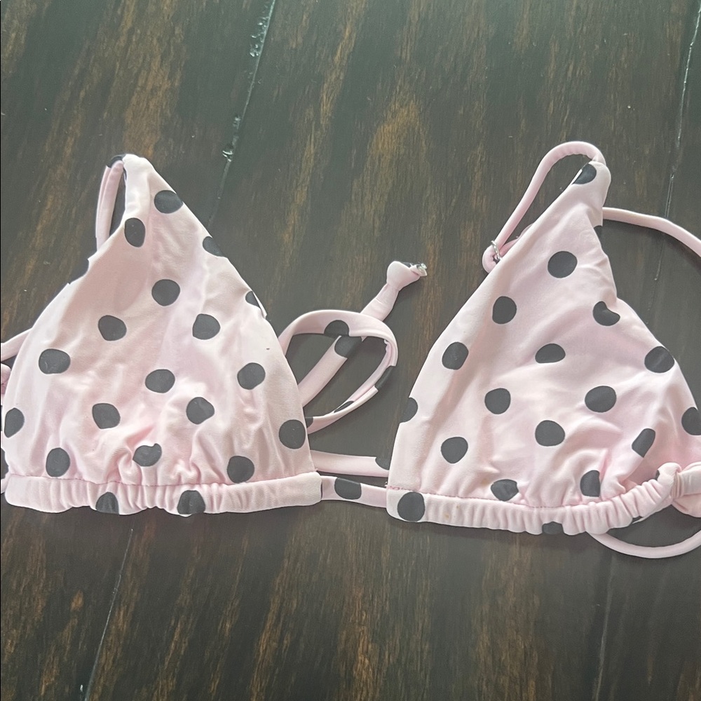 Polka Dot Bikini Top - Pink and Black